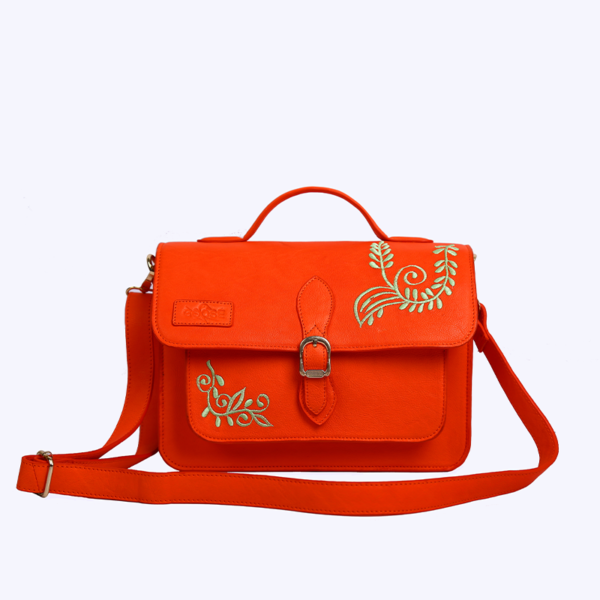 Goose Midi Embroidered Satchel Bag