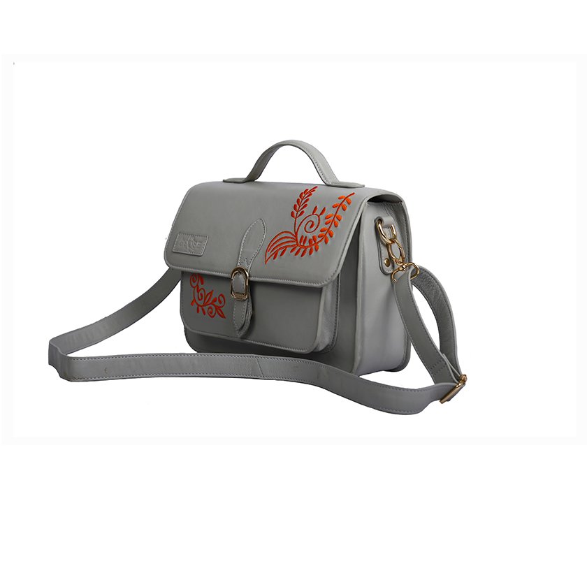 Goose Midi Embroidered Satchel Bag - Image 2